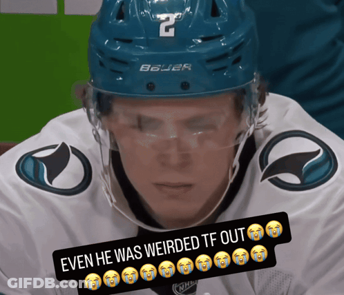 Hockey Player Wearing Helmet Saying 2 GIF