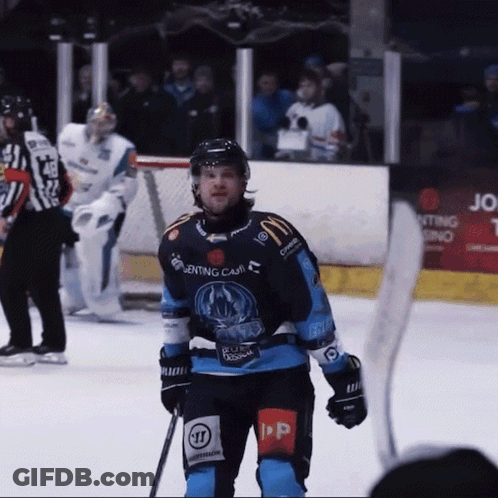 Hockey Player Wearing Jersey Eventing Call On Ice GIF