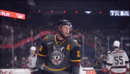 Hockey Player Wearing Jersey Number 3 GIF