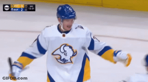 Hockey Player Wearing Sabres Jersey GIF