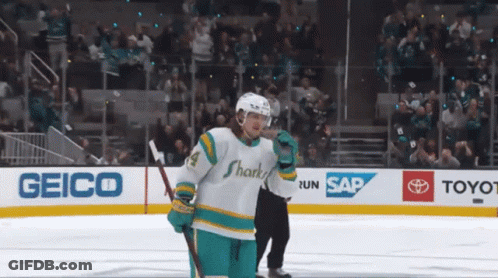Hockey Player Wearing Sharks Jersey GIF