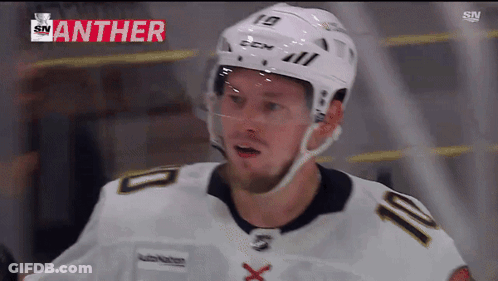 Hockey Player Wearing White Jersey Number 10 GIF