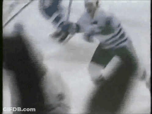 Hockey Player White Jersey Fight Black And White GIF