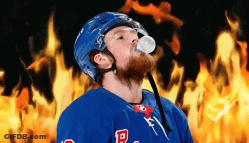 Hockey Player With Bubble And Letter R On Jersey GIF