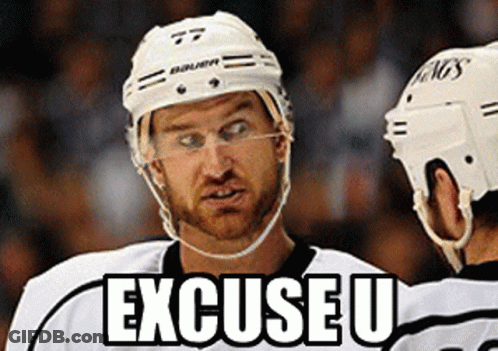 Hockey Player With Excuse U Chest GIF