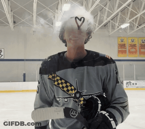 Hockey Player With Heart On Forehead GIF
