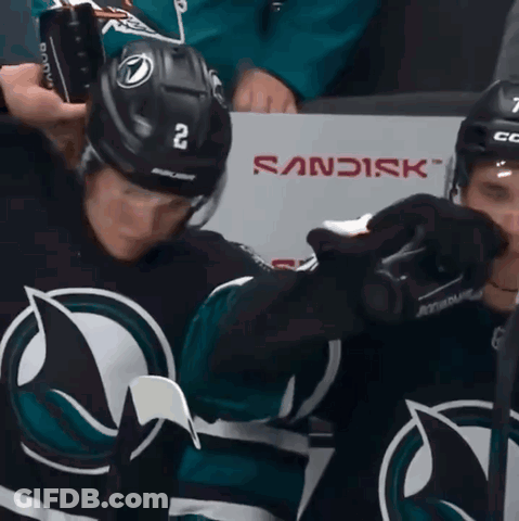 Hockey Player With Helmet Saying 2 GIF