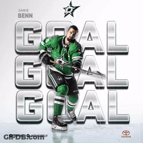 Hockey Player With Jamie Benn Jersey GIF