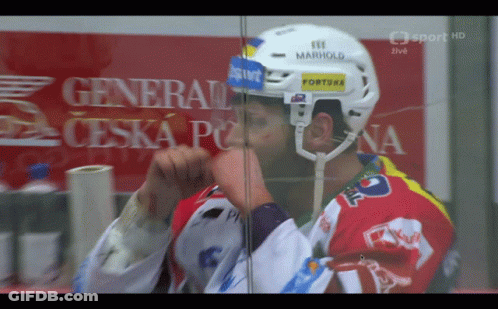 Hockey Player With Marihold Helmet GIF