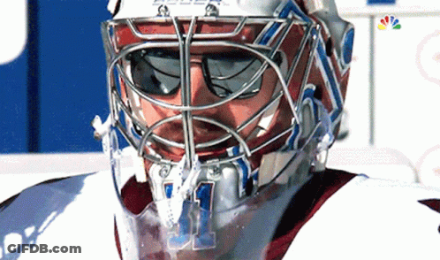 Hockey Player With Number 1 Helmet GIF