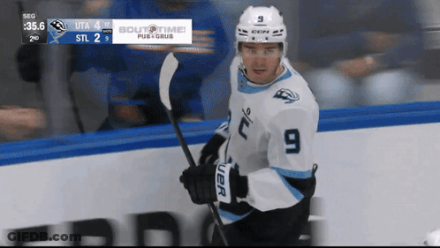 Hockey Player With Number 9 Jersey GIF