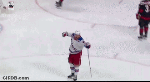 Hockey Player With Rangers Jersey On Ice GIF