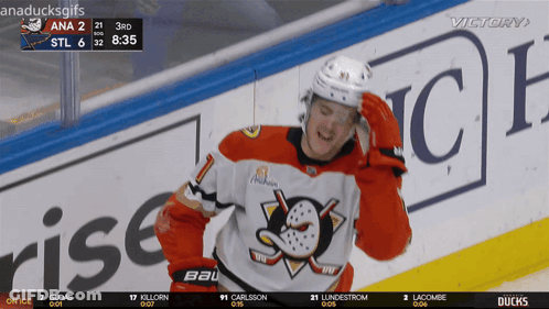 Hockey Player With Victory Sign GIF