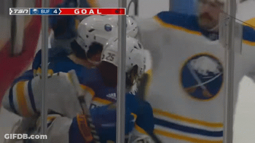 Hockey Players Celebrate Goal GIF