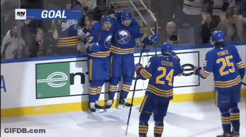 Hockey Players Celebrate Goal GIF