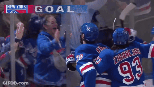 Hockey Players Celebrating New York Goal GIF