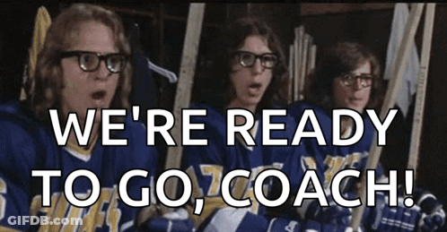 Hockey Players In Locker Room Saying We're Ready To Go Coach GIF