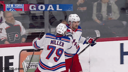 Hockey Players Miller And 79 Celebrate Goal GIF