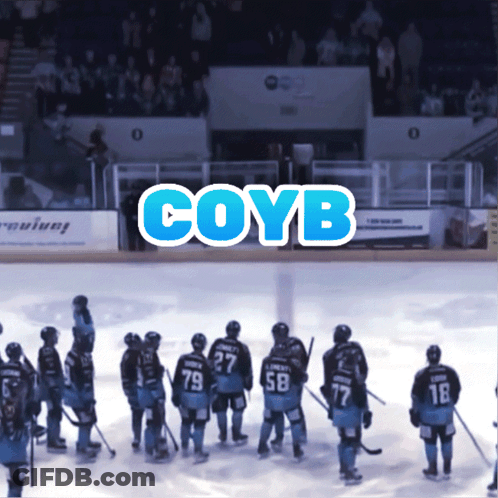 Hockey Players On Ice With Word Coyb GIF