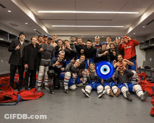 Hockey Players Posing For Photo GIF