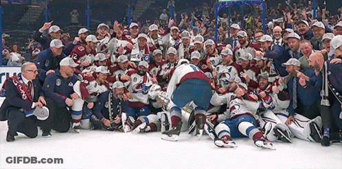 Hockey Players Posing With Colorado Jersey GIF