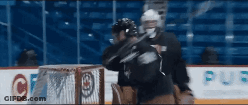 Hockey Players Standing On Rink GIF