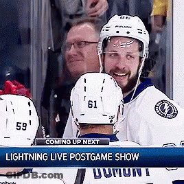 Hockey Players Watching Lightning Live Postgame Show GIF
