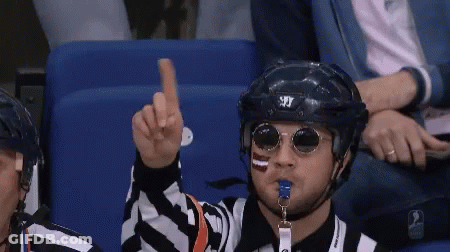 Hockey Referee With Sunglasses And Helmet Letter T GIF