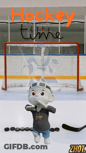 Hockey Team Advertisement With Cartoon Character GIF
