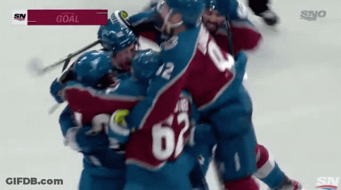 Hockey Team Celebrates Goal With SN Logo GIF