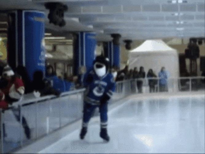 Hockey Team's Biggest Fan Slipping On Ice GIF