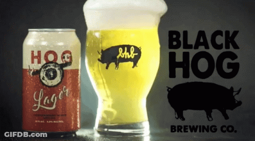 Hog Lager Can Next To Glass GIF