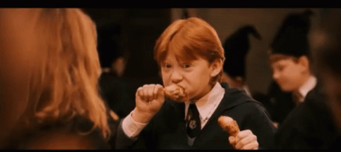 Hogwarts Ron Weasley Eating Chicken GIF
