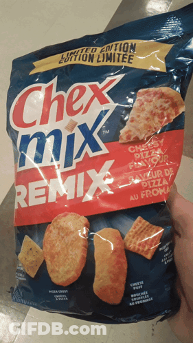 Holding Chex Mix Remix Pizza Crackers GIF