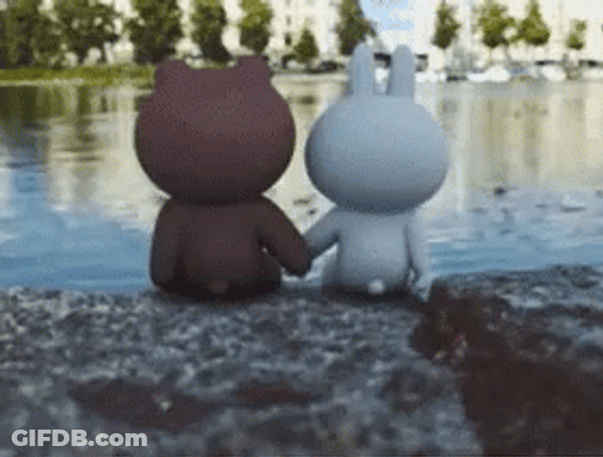 Holding Hands Brown And Cony GIF