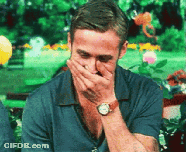 Holding In Laugh Ryan Gosling GIF