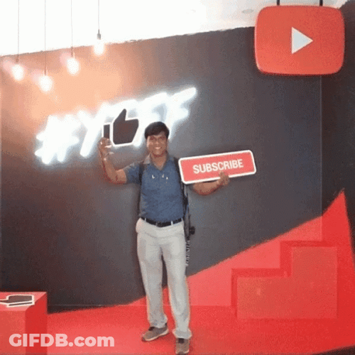 Holding Like And Subscribe Button Placard GIF