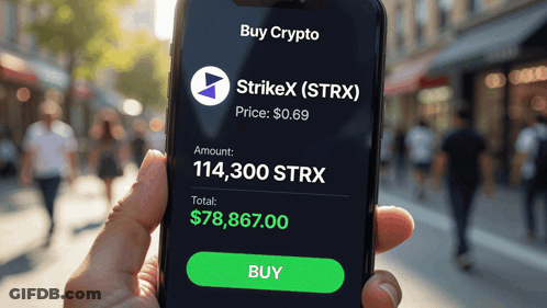 Holding Phone Saying Buy Crypto GIF