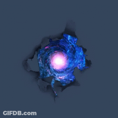 Hole In Wall With Purple And Blue Galaxy GIF