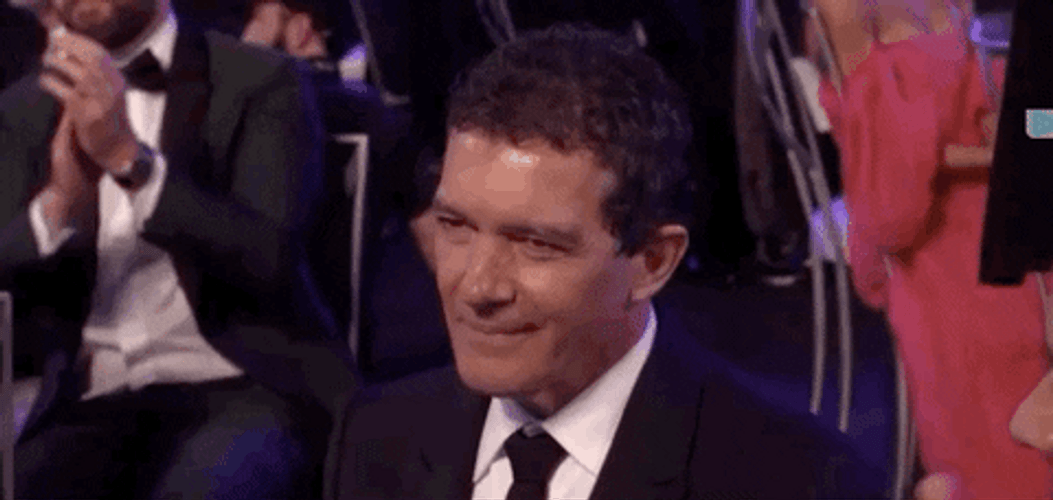 Hollywood Actor Antonio Banderas Timid Smile GIF