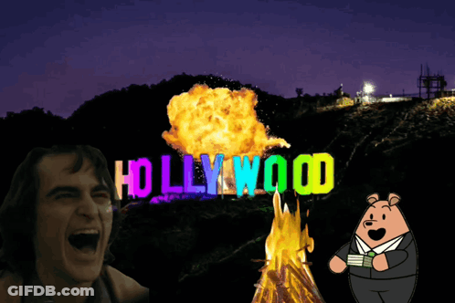 Hollywood Sign With Myth Brothers Going To Hollywood GIF