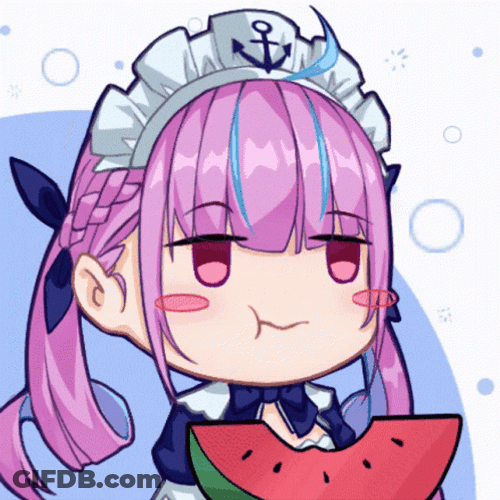 Hololive Minato Aqua Munching Watermelon GIF