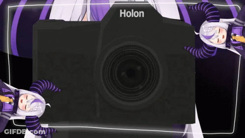 Holon Camera Surrounded By Purple And White Anime Girl GIF