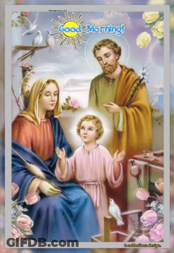 Holy Family Religious Painting Saying Good Morning GIF