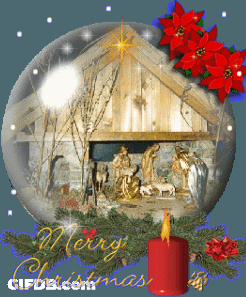 Holy Family Snow Globe Religious Christmas GIF