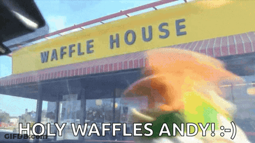 Holy Waffles Andy Waffle House Sign GIF