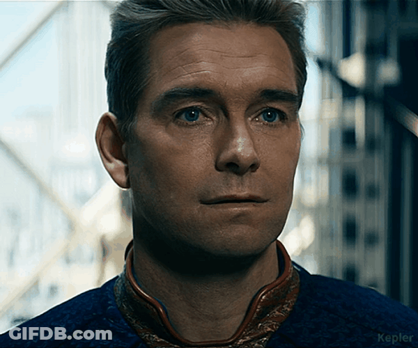 Homelander Milk Tilts Head GIF