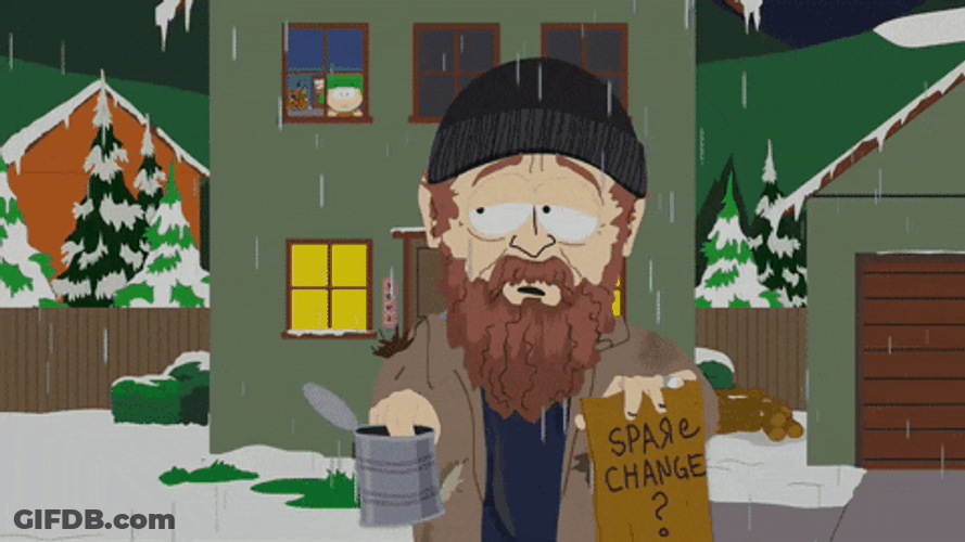 Homeless Beggar Snowing South Park GIF