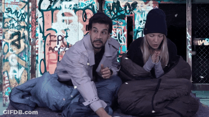 Homeless Couple Street Snow Begging Money GIF