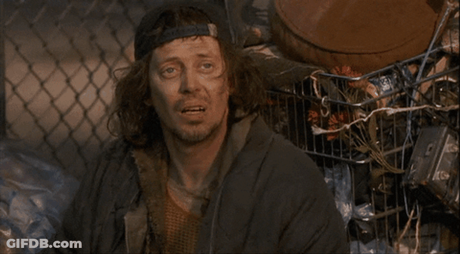 Homeless Guy Steve Buscemi Fainting GIF